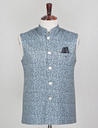 Green cotton silk party wear waistcoat for mens