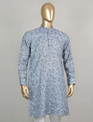 Grey cotton festive wear mens short pathani