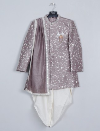 Grey dhoti style indo western in raw silk