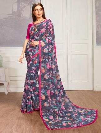 Grey effective georgette festive occasions saree