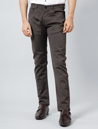 GS78 dark grey solid casual wear trouser