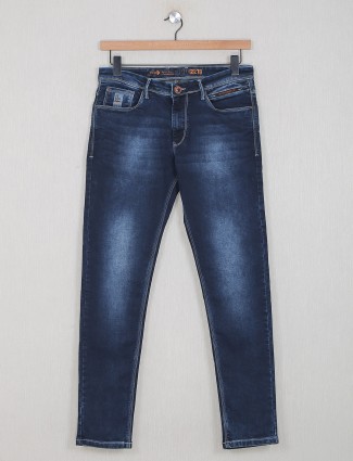 GS78 slim fit navy washed denim jeans for mens