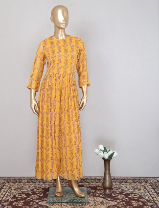 Honey yellow awesome indo-western style georgette jumpsuit