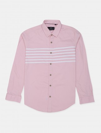 I&F Seven pink stripe casual shirt for mens