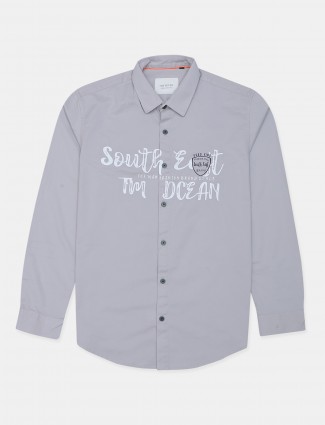 I&F Seven printed grey casual wear shirt