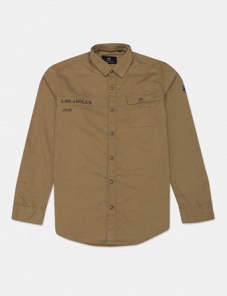 I&F Seven solid brown casual wear shirt for mens