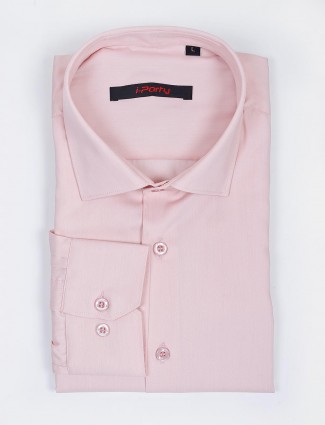 I Party party wear solid light pink color shirt