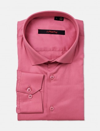 I Party pink solid cotton mens shirt
