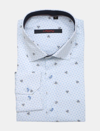 I Party white color printed party wear shirt for mens