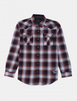 I-Real checks cotton shirt in red color