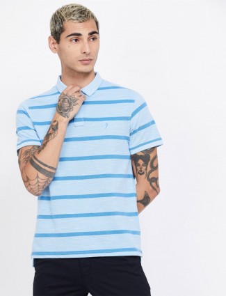 Indian Terrain aqua stripe casual t-shirt