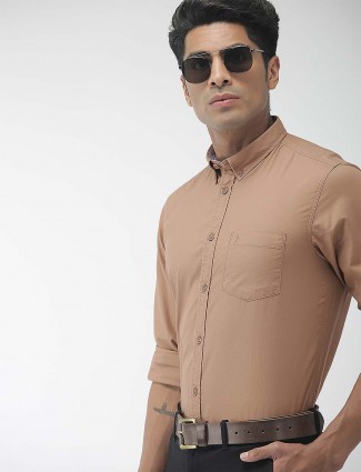 Indian Terrain beige color solid cotton shirt