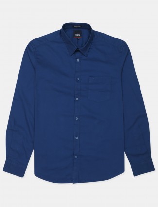 Indian Terrain casual wear navy blue shirt in solid style
