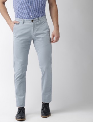 Indian Terrain light blue solid casual trouser