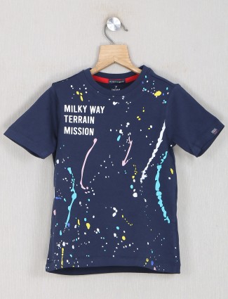 Indian Terrain navy printed cotton t-shirt for boys