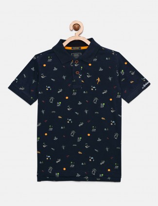 Indian Terrain navy printed pattern t-shirt