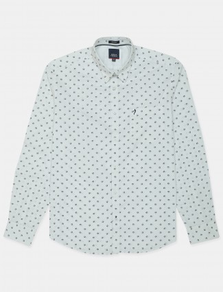 Indian Terrain printed white shirt for men in cotton