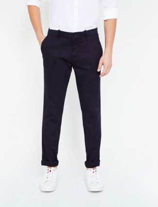Indian Terrain solid black cotton trouser