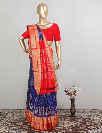 Indigo blue latest designer wedding events patola silk saree