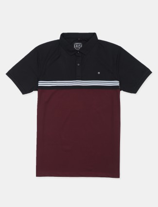 Instinto black and maroon stripe t-shirt