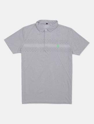 Instinto printed grey hued polo t-shirt