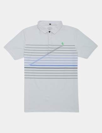 Instinto striped white slim fit cotton t-shirt
