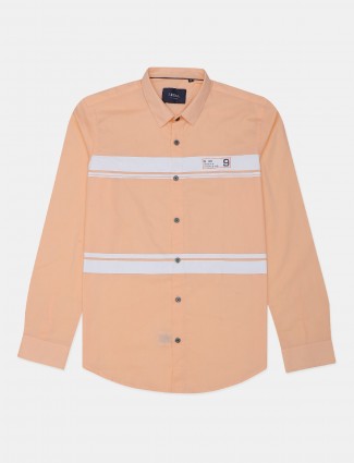 Ireal printed peach casual wear shirt