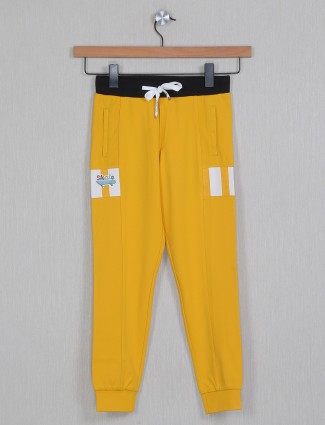Jappkids yellow shade cotton casual trackpant for boys