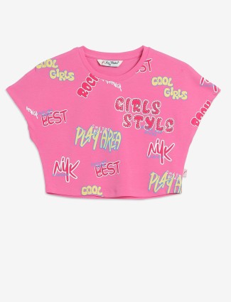 JUST CLOTHES pink printed cotton top