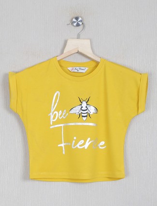 Just clothes printed lemon yellow cotton top