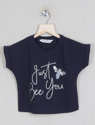 Just clothes printed navy hued casual top