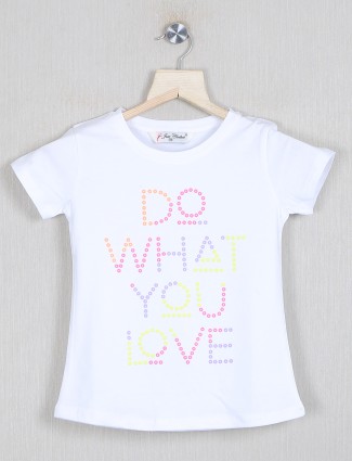 Just clothes printed white hue cotton top