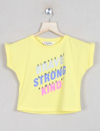 Just clothes printed yellow top for girls