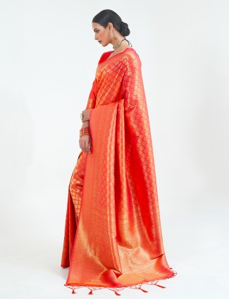 Kanjivaram silk red innovative wedding wear saree