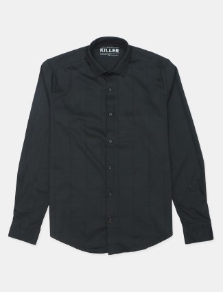 Killer black hued checks style cotton casual wear shirt