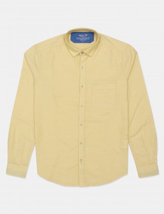 Killer cotton solid yellow casual shirt