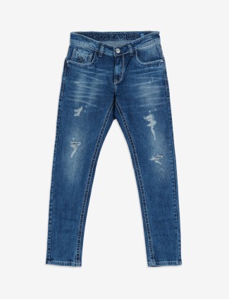 Kozzak blue ripped super skinny jeans