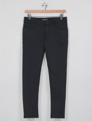 Kozzak solid black denim jeans for mens