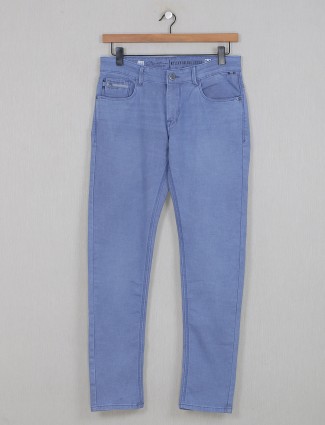 Kozzak solid blue denim jeans for mens