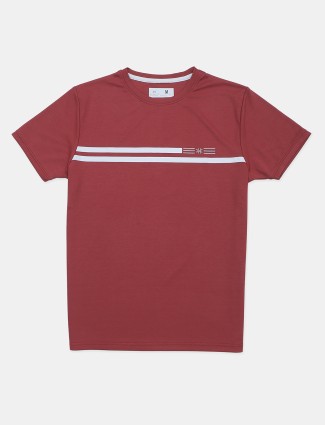 Kuchkuch red solid men casual t-shirt