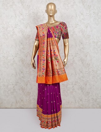 Latest banarasi silk saree in purple