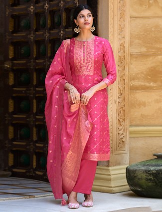 Latest dark pink silk salwar suit or festive