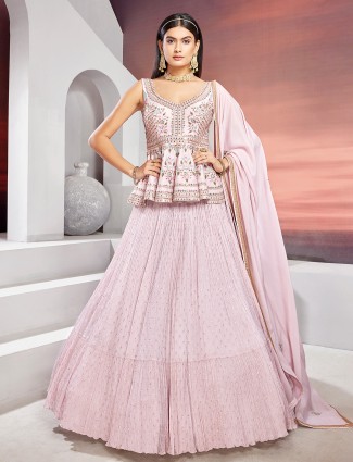 Latest georgette pink lehenga choli for wedding