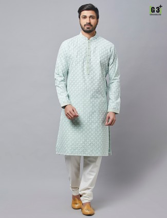 Latest green cotton festive wear kurta suit