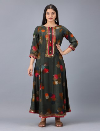 Latest grey cotton casual occasions printed kurti