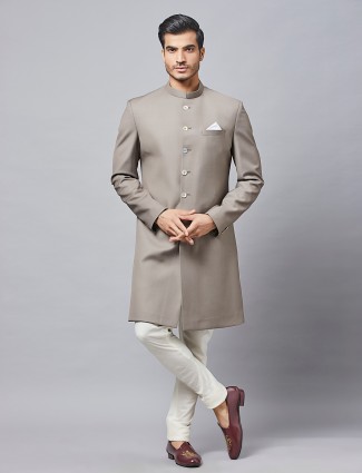 Latest grey cotton silk indo western for parties