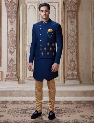 Latest mens indo western in royal blue