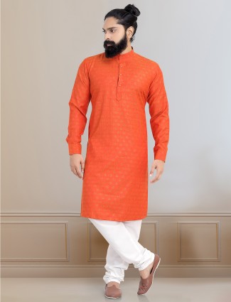 Latest orange hue cotton suit for mens