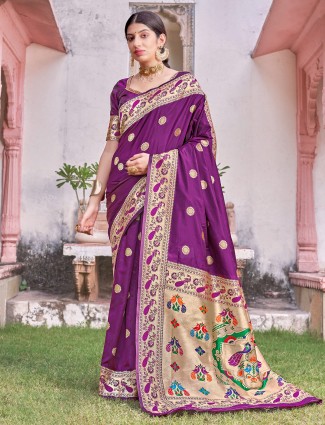Latest paithani silk sari in stunning purple color
