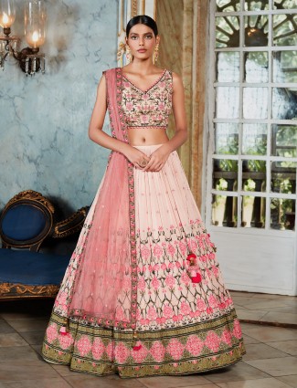 Latest pink designer wedding wear georgette lehenga choli